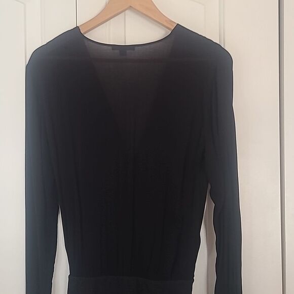 James Perse Collage Wrap Mini Dress two tone black grey plunge surplice Size M - Picture 8 of 14